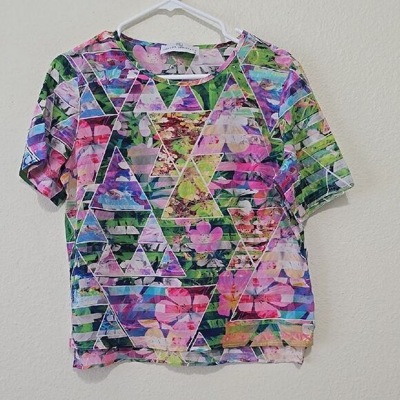 AMANDA UPRICHARD FLORAL,Colorful Geometric Print Women's Top M - Picture 1 of 6